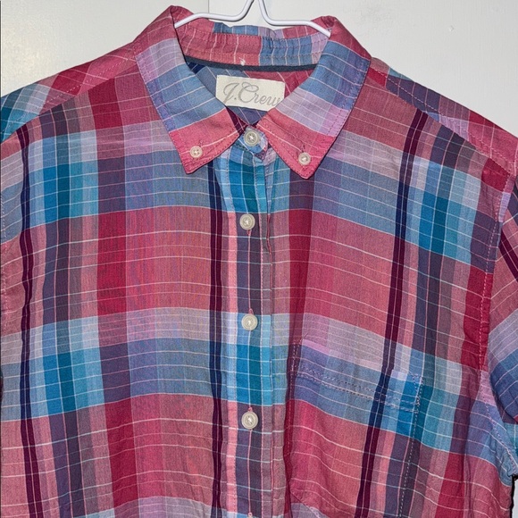 J. CREW Classic-Fit Crinkle Cotton Popover Shirt in Ombré Plaid Women’s 4 - Picture 3 of 13